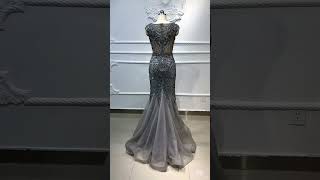 LG582 beading mermaid Evening gowns  2 Colors Gray [upl. by Catherin]