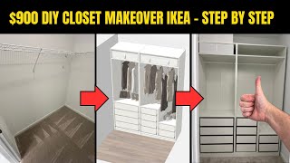 900 custom design closet wardrobe with IKEA  DIY Closet makeover idea Ikea Pax [upl. by Ttessil233]