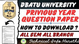 Dbatu University previous years question paper 2024Dbatu PYQ Download ✅Dbatu University Update ✅💯👆 [upl. by Nwahsear88]