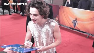 Timothee Chalamet speaks french with fans  Paris 1 december 2023 Avant Premiere Wonka [upl. by Millard]