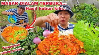 MASAK DIALAM TERBUKA‼️ TEMPOYAK UDANG PETAI HASIL KEBUN KIKI 🤤 [upl. by Ankney972]