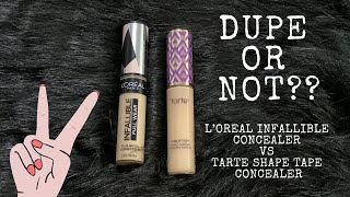 LOREAL INFALLIBLE CONCEALER VS TARTE SHAPE TAPE CONCEALER DUPE ALERT  CONCEALER TAGALOG REVIEW [upl. by Issirk387]