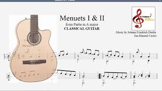 MENUETS I amp II  Trinity Classical Guitar Grade 4  with and without tabs [upl. by Adnale]