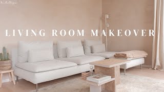 Interior  Minimalist living room Limewash wall DIY stone coffee table [upl. by Rehpotsirhc]