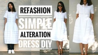 SIMPLE DRESS ALTERATION REFASHION DIY  How to Alter Your Own Clothes [upl. by Geminius]