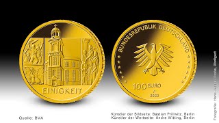 100 Euro Goldmünze 2020  Säulen der Demokratie Einigkeit [upl. by Aliel]