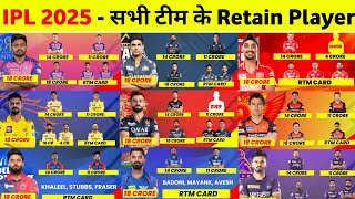 IPL Retention 2025  IPL 2025 Retained Players List  IPL 2025 All Team Retained Players [upl. by Trevor272]