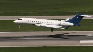 Bombardier Global 6000 OELHC landing at Zurich Airport [upl. by Ahsini]