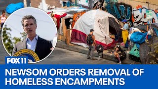 Newsom orders removal of homeless encampments [upl. by Ardell]