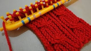 How to Loom Knit a Cabled Scarf with a rectangular loom DIY Tutorial [upl. by Amliw]