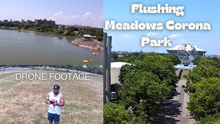 Drone Flying at Flushing Meadows Corona Park In Queens New York on this beautiful July afternoon [upl. by Nywroc]