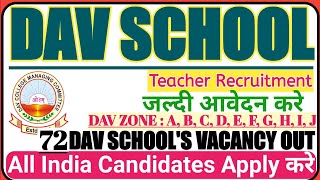 DAV RECRUITMENT 2024  DAV TEACHER VACANCY 2024  DAV VACANCY 2024 ZONE A C D E F G H I [upl. by Gnouv]