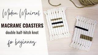 Macrame Tutorial  DIY Macrame Coasters  Double HalfHitch Knot [upl. by Kristof]