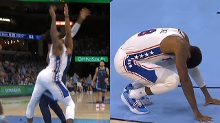 Paul George hyperextends knee AGAIN in first ever game with Embiid and Maxey [upl. by Brittany]