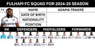 Fulham FCs Squad for 202425 season  Who is your favourite [upl. by Koressa433]