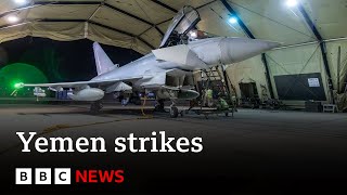 Houthis vow retaliation after US and UK strike 16 sites in Yemen  BBC News [upl. by Hsizan]