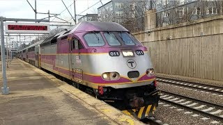 Railfanning Forest Hills Station with Awesome Horn Blasts from MBTA and Amtrak Trains [upl. by Naid178]