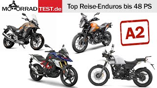 Top ReiseEnduros bis 48 PS  Die besten A2AdventureBikes im Vergleich [upl. by Arec]