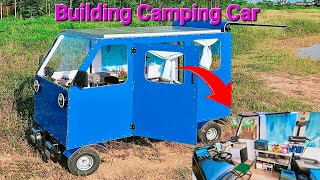 Building A Camper Car Mini with Portable Air Conditioner Fridge Solar 150Ah 60V battery [upl. by Henghold]