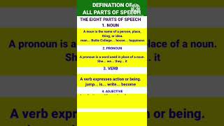 Part of speech  Defination of All part of speech English Grammar english [upl. by Rue]