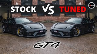 Porsche 718 Cayman GT4 Stock VS Tuned [upl. by Edyaw338]