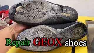 Ep14 Repair shoesChange the sole GEOX shoes [upl. by Ymmak]