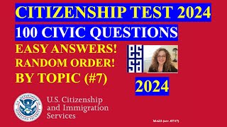 Random US Citizenship Questions by Topic  2024 Slow Easy Answer [upl. by Ydnis]