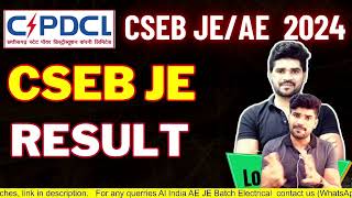 CSEB JE 2024 Result  CSPDCL  Lokesh sir [upl. by Kulsrud978]