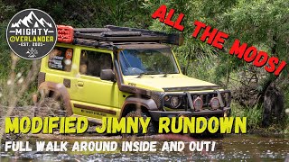 MODIFIED SUZUKI JIMNY FULL WALK AROUND  JB74 JIMNY REVIEW  DOWNUNDER MICRO OVERLANDER [upl. by Ofilia]