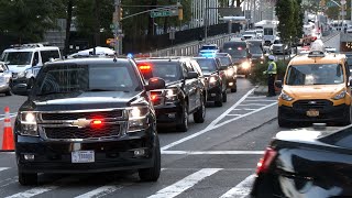 Multiple motorcades mingle as President of Iraq other VIPs leave United Nations HQ 🇺🇳 [upl. by Suoirtemed217]