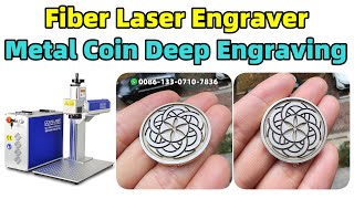 Coin Deep Engraving 1MM  JPT 50W fiber laser marking machine for engraving metal coin stamp medal [upl. by Acnalb411]