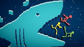 SHARK ATTACK  Best Stickfight Maps  Stick Fight Custom Maps Multiplayer [upl. by Llehsyt]