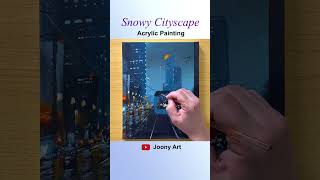 Snowy Cityscape Acrylic Painting shorts [upl. by Orban725]