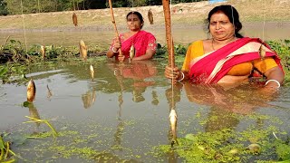 Fishing Video  Two Womens Amazing Hook Fishing On River  Village Women Fishing Indian [upl. by Faus]