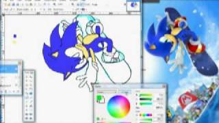 Sonic Snowboarding Speed Paint [upl. by Acirret]