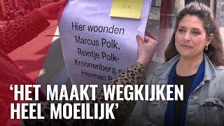 Posters met namen van vermoorde Joden in Utrechtsestraat [upl. by Ahsemit]