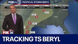 Tropical Storm Beryl latest update Path Texas Houston impacts [upl. by Eimme]