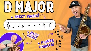 HOW TO PLAY the D MAJOR SCALE on SAXOPHONE  Sheet Music  PlayALong Tracks ALL SAXES [upl. by Airlia716]