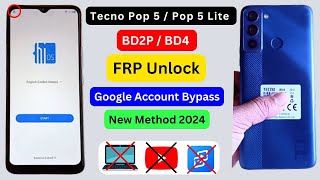 Tecno Pop 5  Pop 5 Lite Frp Bypass  Tecno BD2P  BD4 Google Account Bypass New Method 2024 [upl. by Lleder]