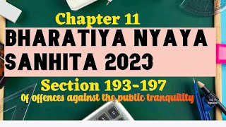 Section 193197 chapter 11  of offences against public tranquility [upl. by Airan]