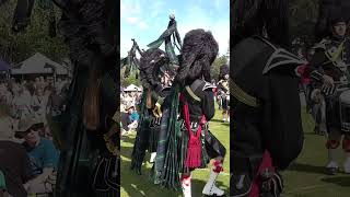 The Lonach Pipe Band march in playing Rowan Tree during 2023 Braemar Gathering in Scotland shorts [upl. by Ragland]