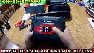 Jump starter pack 150psi Air Compressor 12V power bank UTRAI Jstar6 w light jumper cables [upl. by Ericksen81]