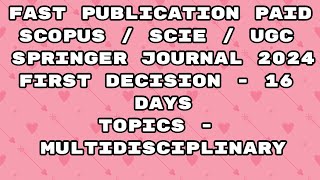 Fast Publication paid scopus  Sci  ugc Journal  Fast publication 2024 journal [upl. by Anidene]