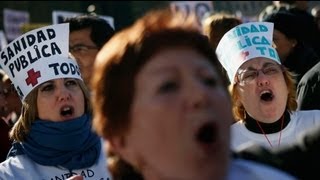 Health care workers protest cuts in Madrid [upl. by Mcdonald306]