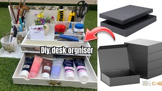 Diy desk organiser from cardboardHow to make desk organisereasy craft ideacardboard craft [upl. by Yolanda422]