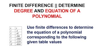 Polynomial Equation using finite differences  example [upl. by Edahs]