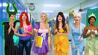 DISNEY PRINCESS DRAMA CLASS Ariel Rapunzel Tiana Belle Anna and Elsa Totally TV [upl. by Slrahc]