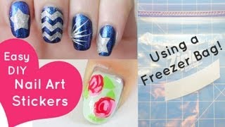 Easy DIY Nail Art StickersUsing a Freezer Bag [upl. by Rebmetpes161]