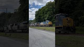 csx M404 Northbound with Locomotives 7043 3096 5357 at MP724 458 Axles 8212024 [upl. by Mingche939]