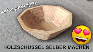 Holzschale  Schüssel aus einem Brett herstellen DIY Anfängerprojekt  Zwergenwerkstatt [upl. by Dorelle894]